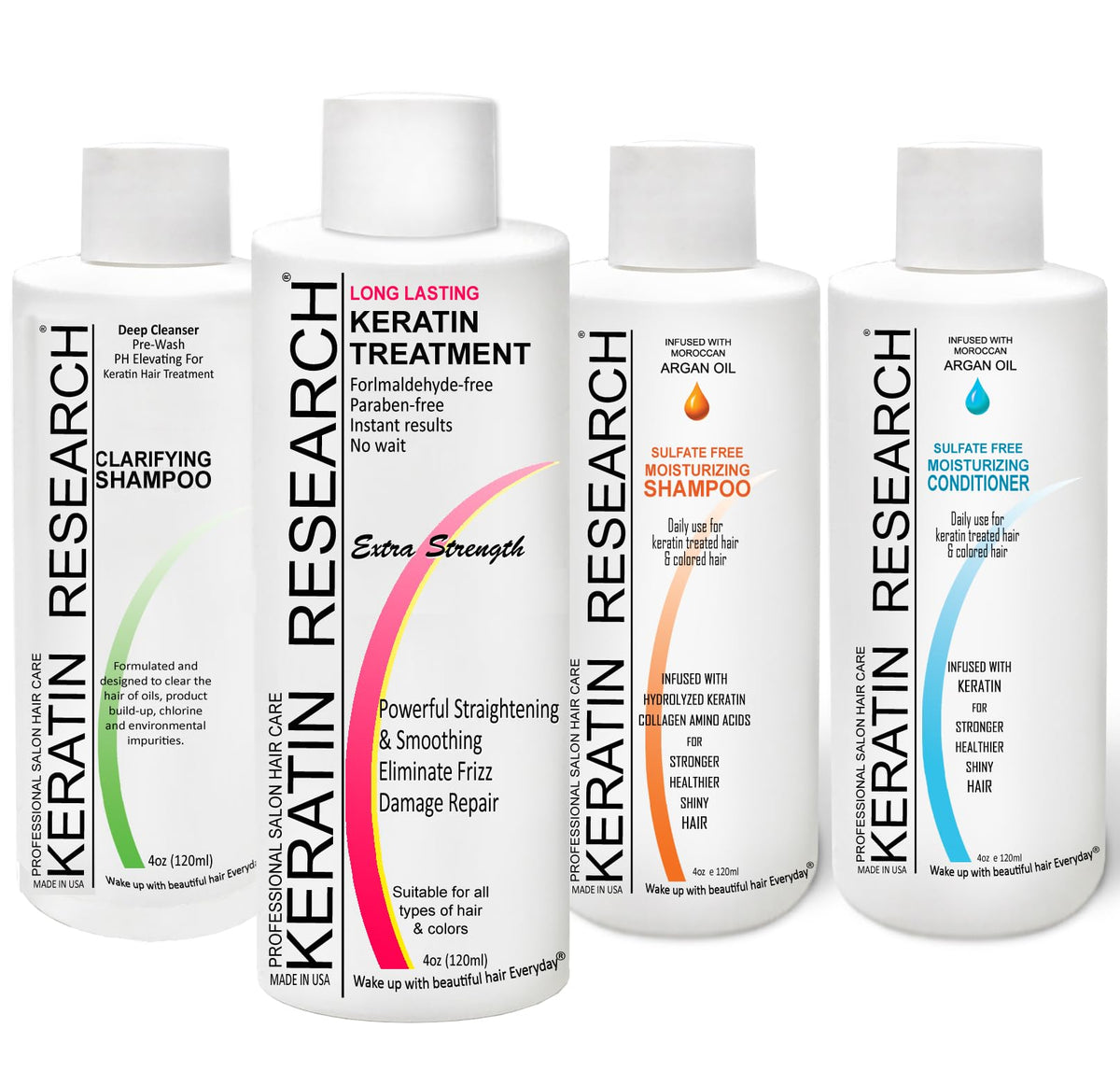 KERATIN RESEARCH packaging highlights paraben-free and formaldehyde-free formula for informed shoppers.