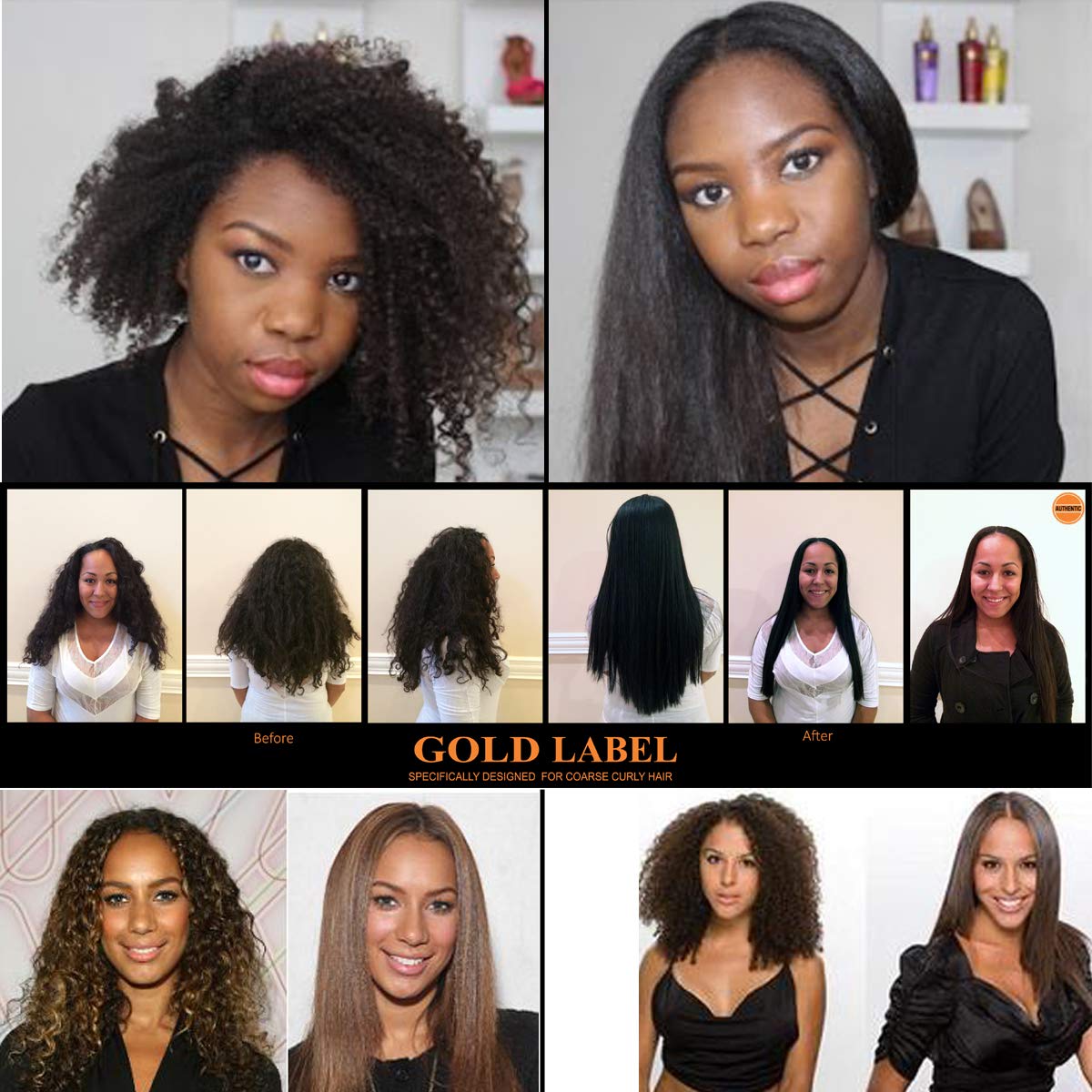 KERATIN RESEARCH Gold Label flat iron session demonstrates heat-activated straightening.