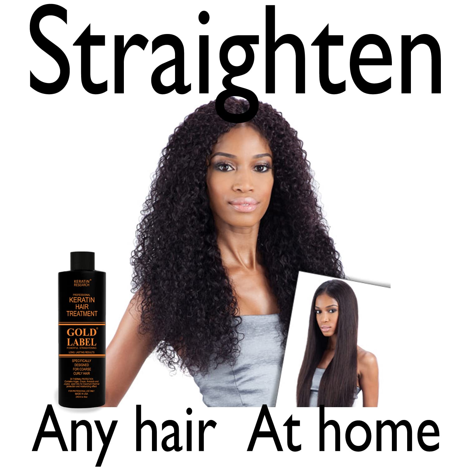KERATIN RESEARCH Gold Label close-up hints at long-lasting frizz reduction and shine.
