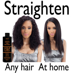 KERATIN RESEARCH Gold Label kit box highlights at-home treatment kit contents.