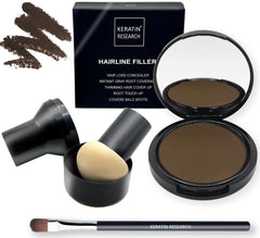 KERATIN RESEARCH Hairline Filler Medium Brown compact for seamless root concealment.