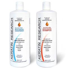 Keratin Research sulfate-free shampoo bottle maintains color-treated hair with lasting shine