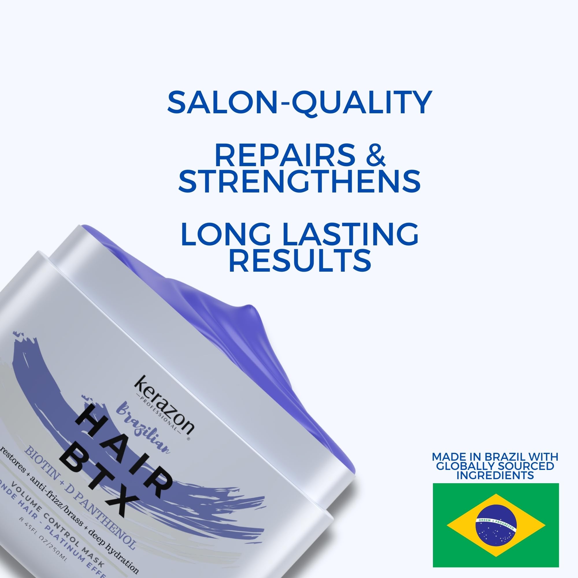 Kerazon Blonde BTX Mask flat iron use for sleek finish.