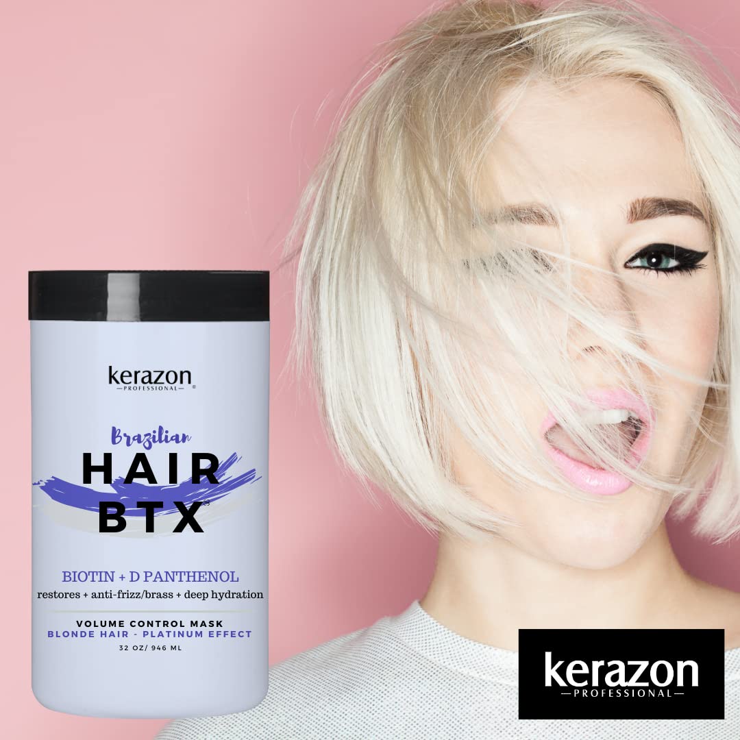 Hair being smoothed with Kerazon mask during comb-through