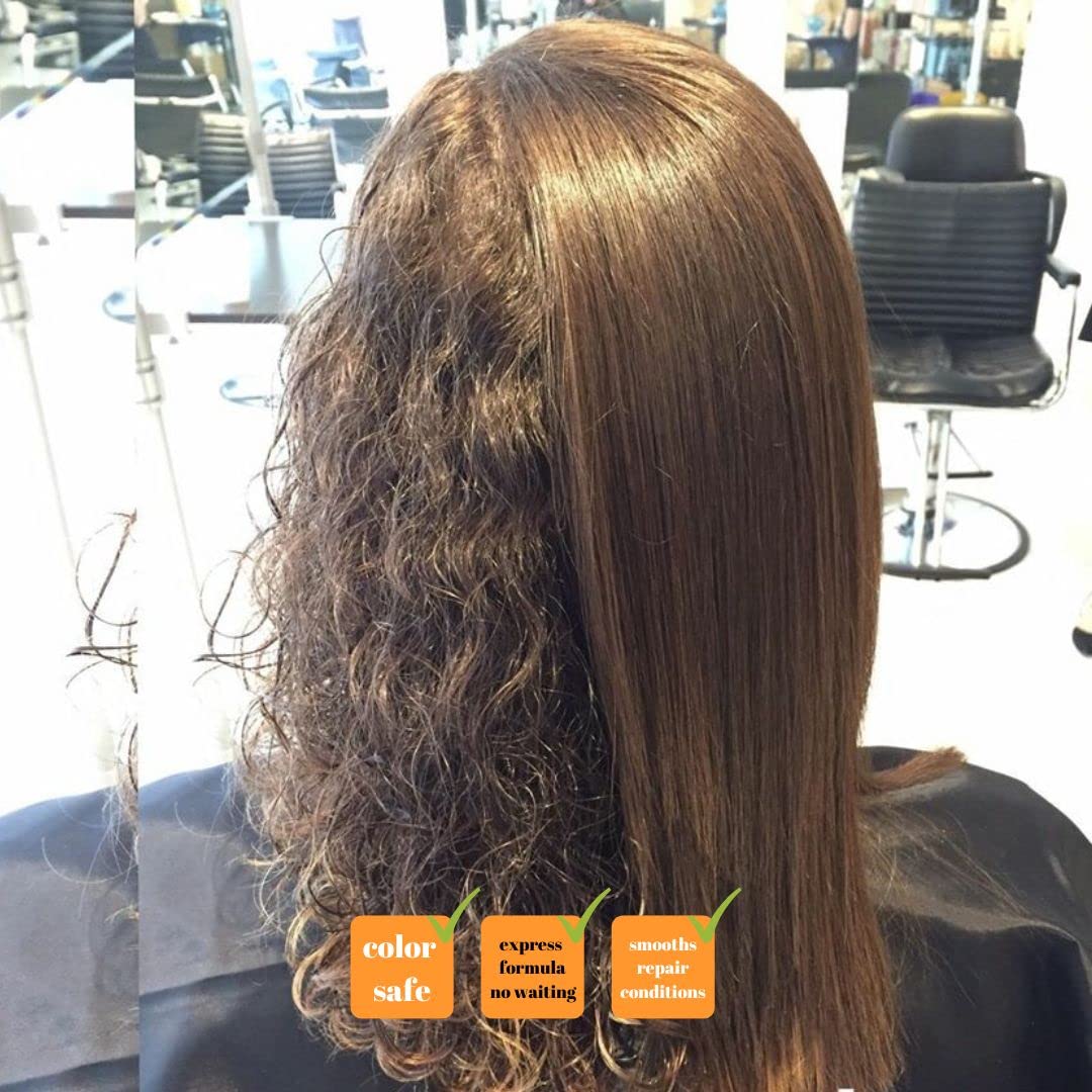 Close-up of Step 1 clarifying shampoo bottle preparing hair