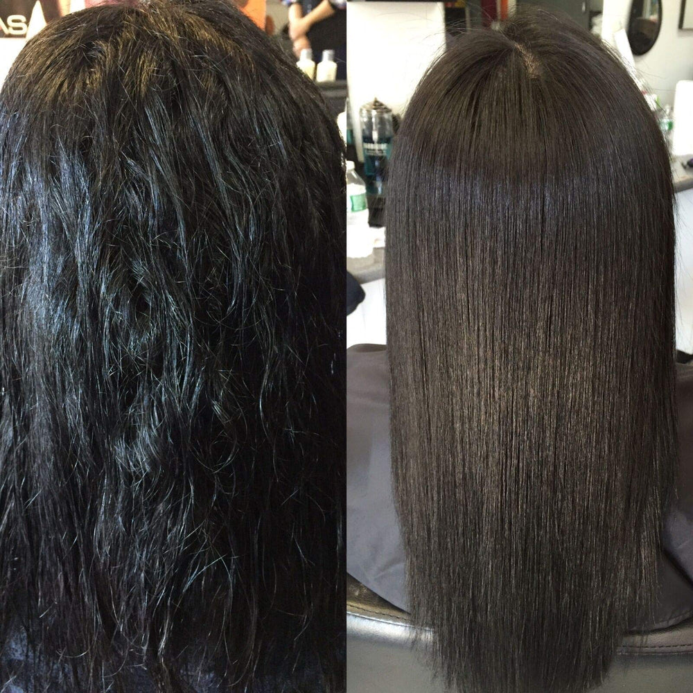 Kerazon Professional hair smoothing result closeup shows glossy strands