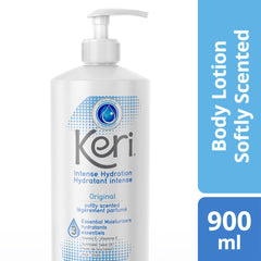 Applying Keri Lotion Original shows emollient texture for skin conditioning