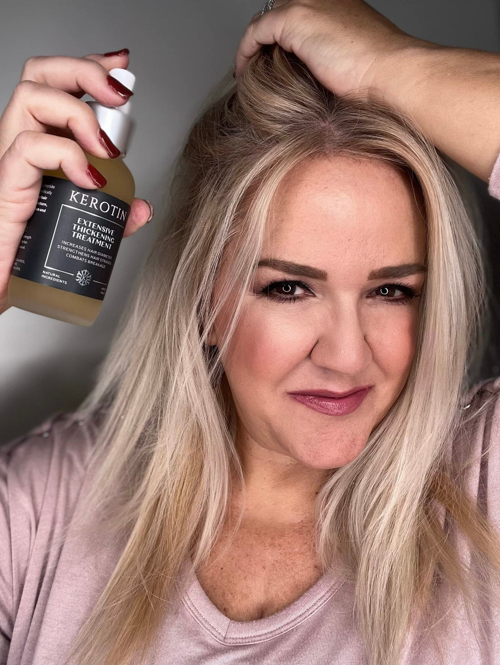 Kerotin Heat protection mist ready to shield during styling.