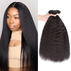 Kerriana Kinky Straight Bundles 16-inch weft close-up for natural blend