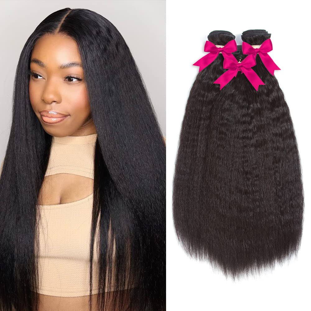 Kerriana Kinky Straight bundles in 20-inch packaging ready for quick styling.