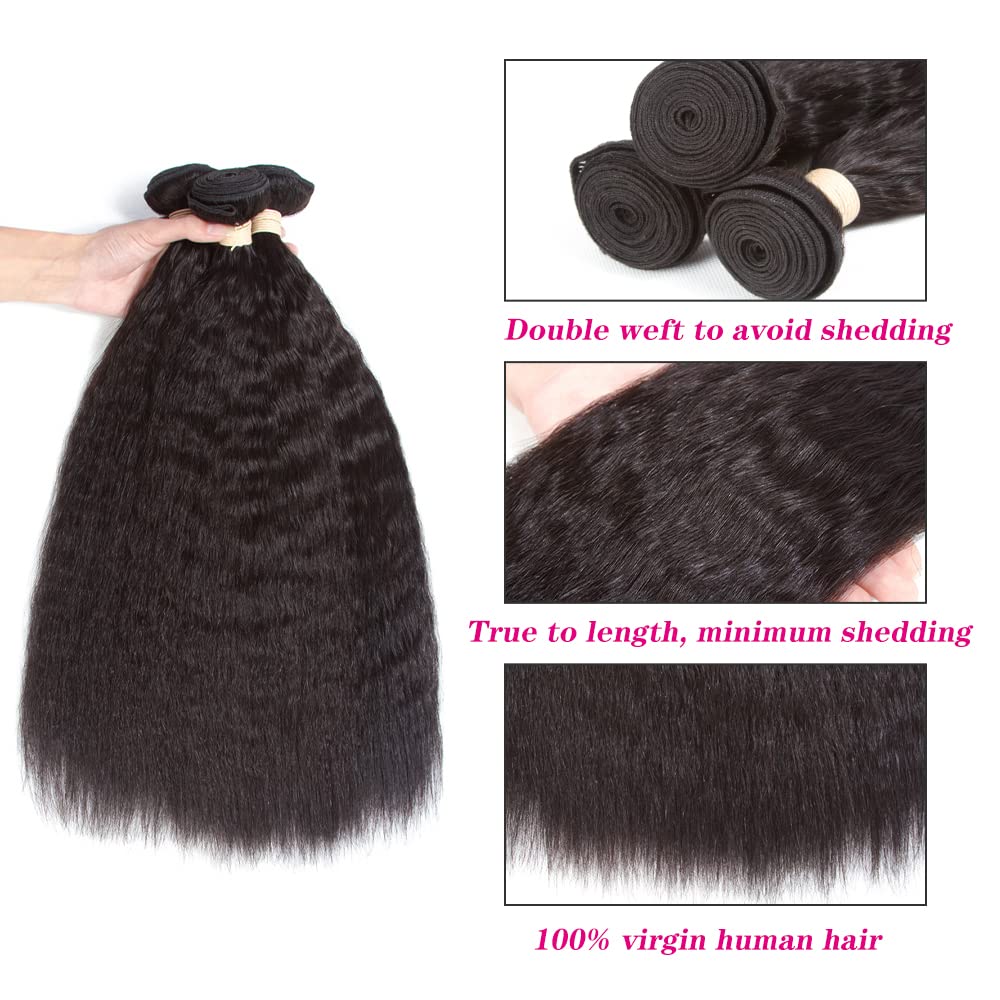 Kerriana kinky straight bundles 24inch close-up shows soft, shiny hair.