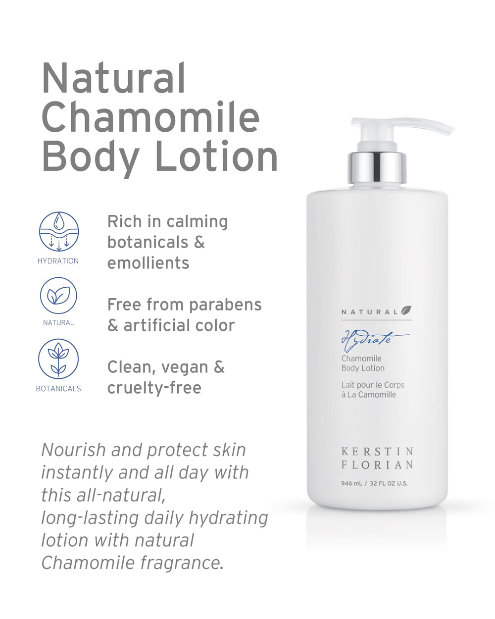 Kerstin Florian Chamomile Body Lotion cream swirl showing fast-absorbing texture