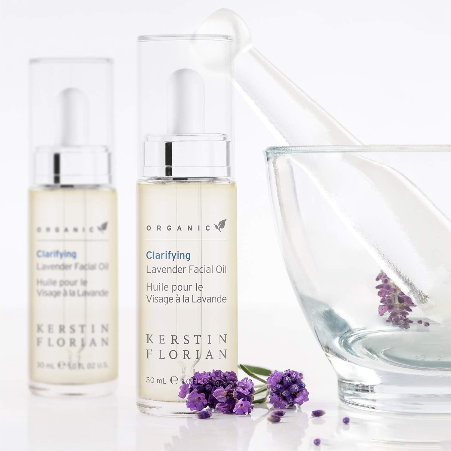 Kerstin Florian Clarifying Lavender Oil drops delivering quick nourishment and calming aroma.