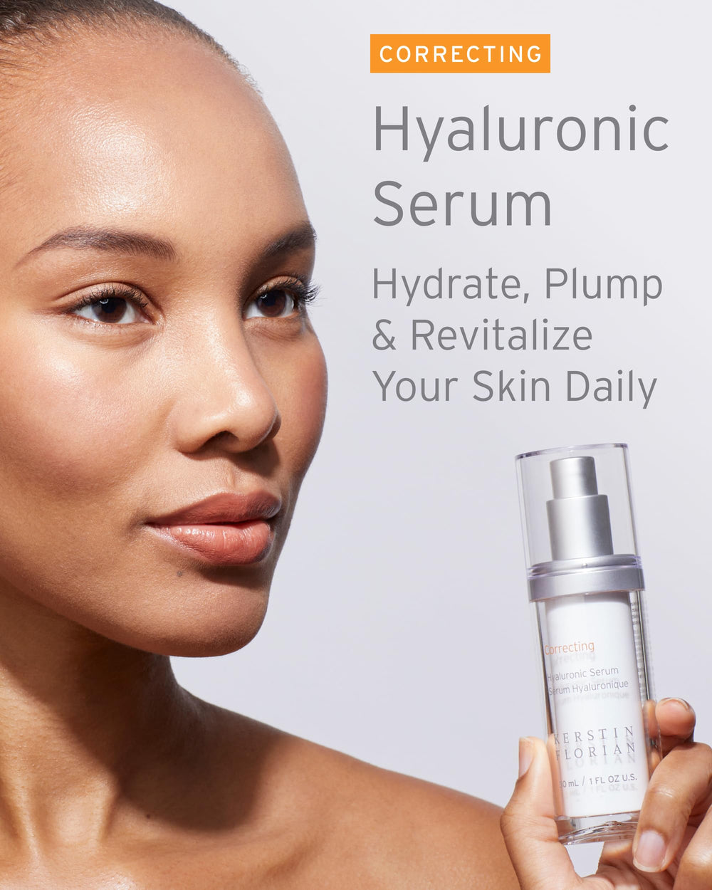 Kerstin Florian Hyaluronic Serum pump dispensing light hydration for plump skin.