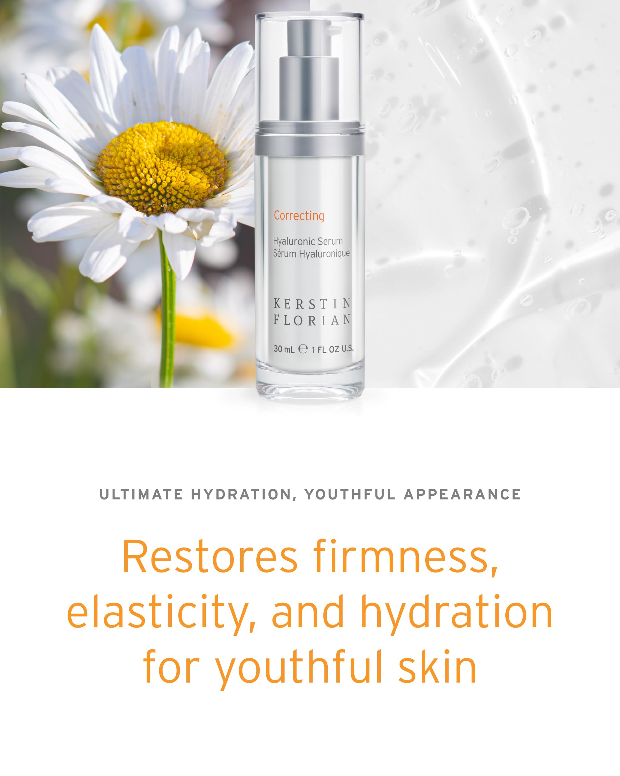 Kerstin Florian Hyaluronic Serum texture close-up showing gel-like hydration.