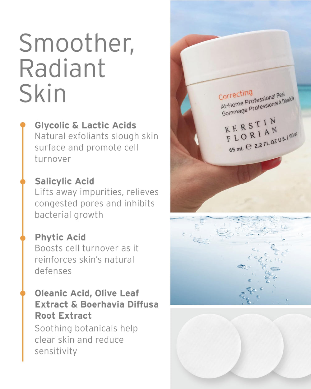 Kerstin Florian Correcting At Home Peel bottle-application demonstrates simple daily routine
