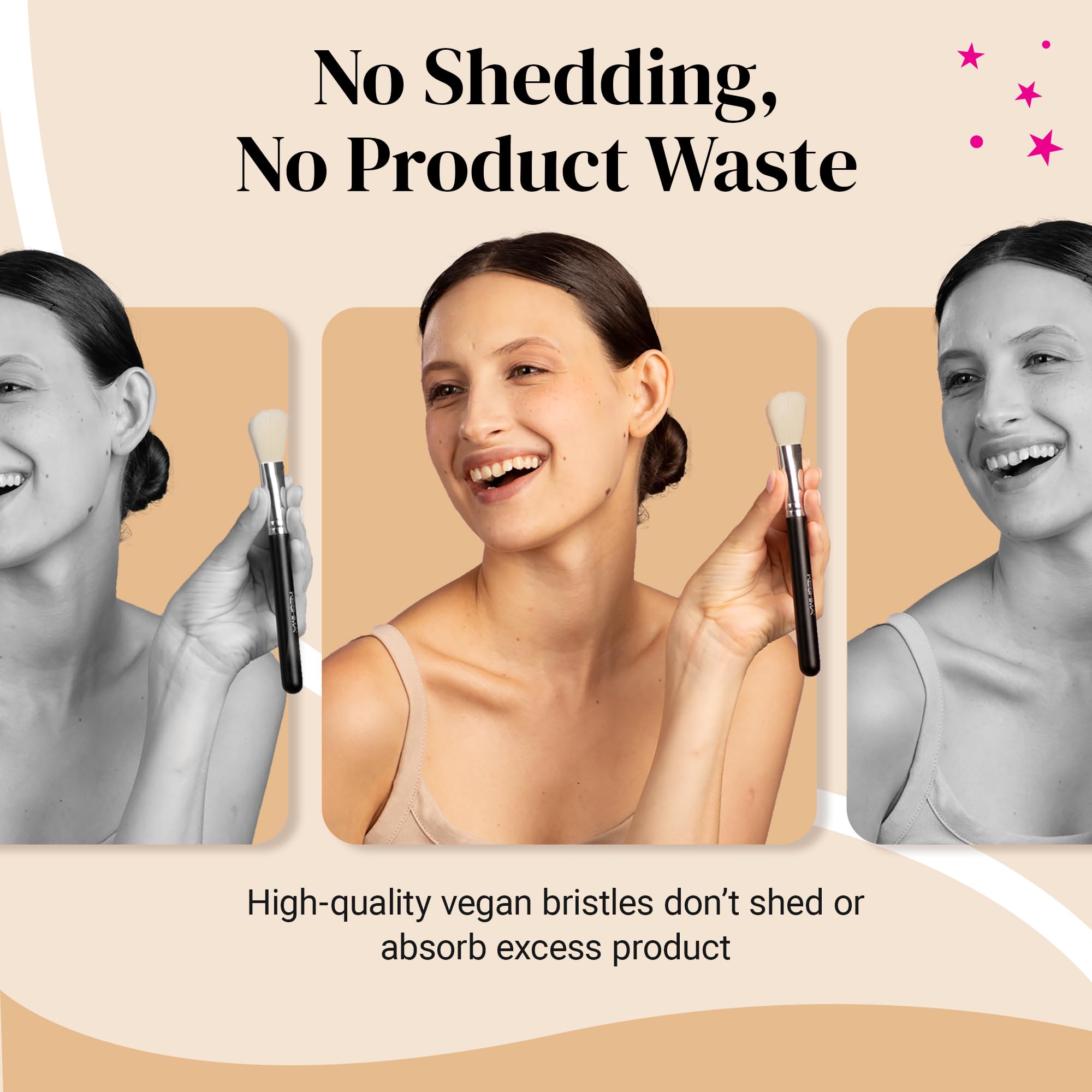 KESHIMA cruelty-free wooden handle provides balanced comfort during makeup