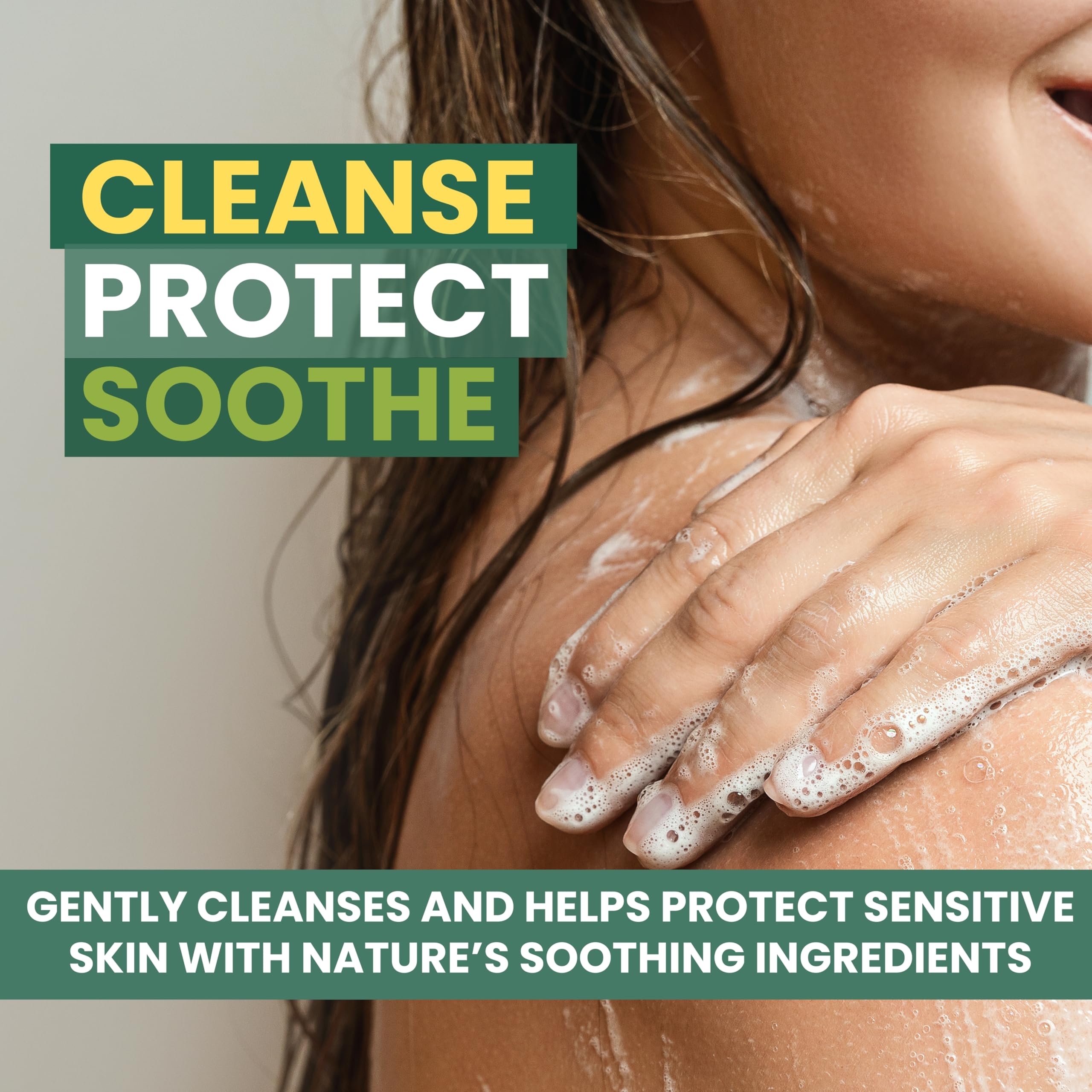 KESMEDIK Tea Tree Body Wash tea tree close-up hints soothing, natural care.