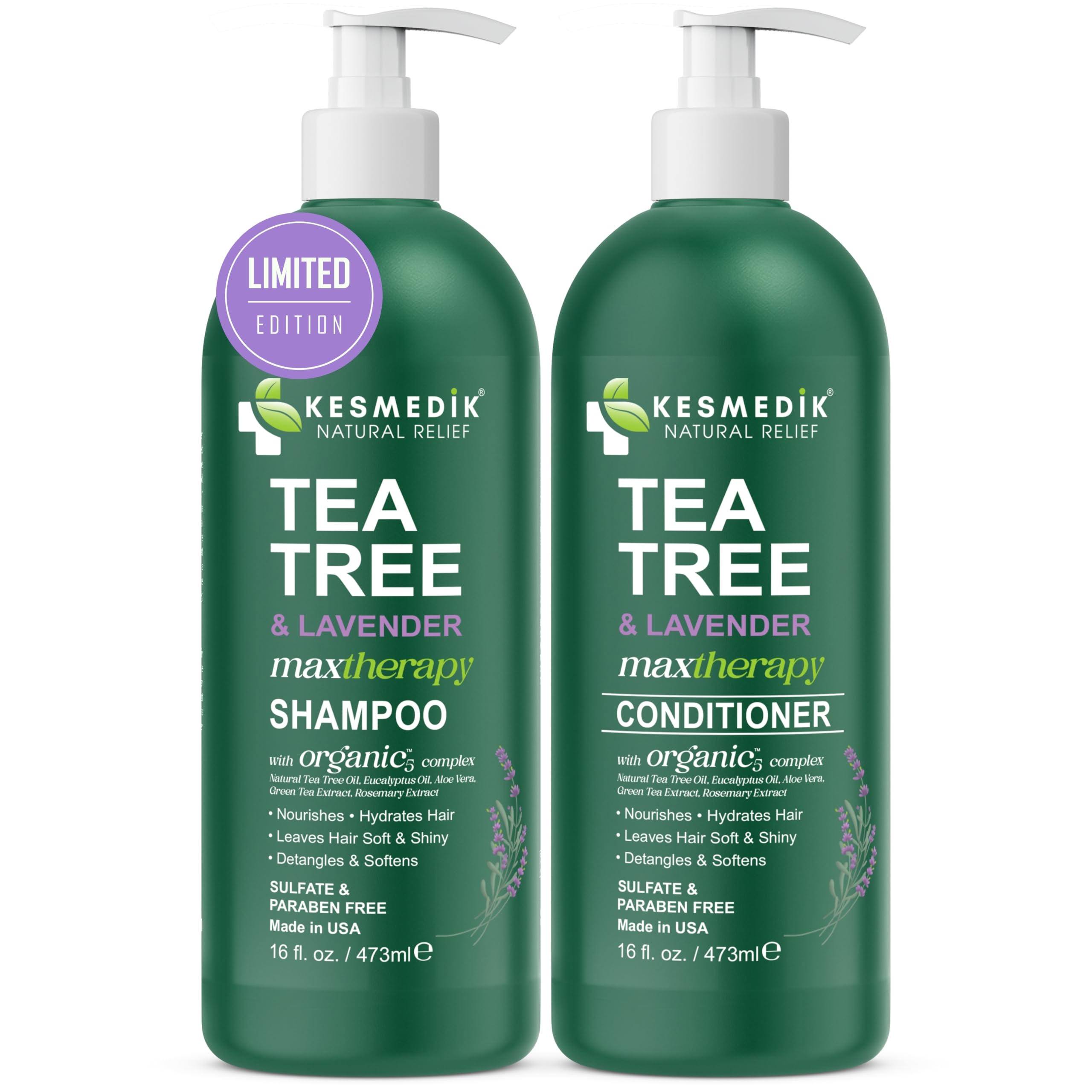 KESMEDIK Tea Tree Lavender set packaging laid flat for display and gifting.
