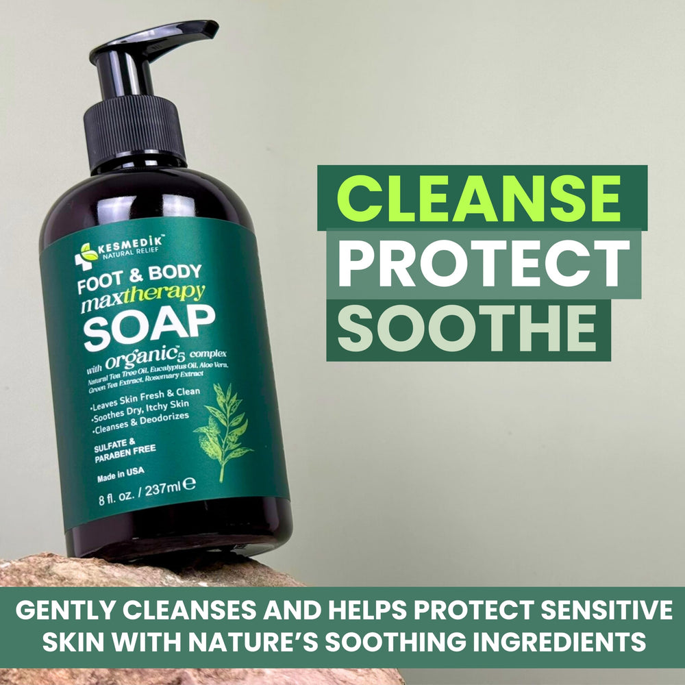 KESMEDIK Tea Tree Oil Soap after-shower routine creating smooth, refreshed skin