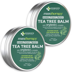 KESMEDIK Tea Tree Oil MaxTherapy Balm 2-pack on display offering versatile skin support.
