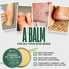 KESMEDIK Tea Tree Oil MaxTherapy Balm application on forearm provides itch relief.