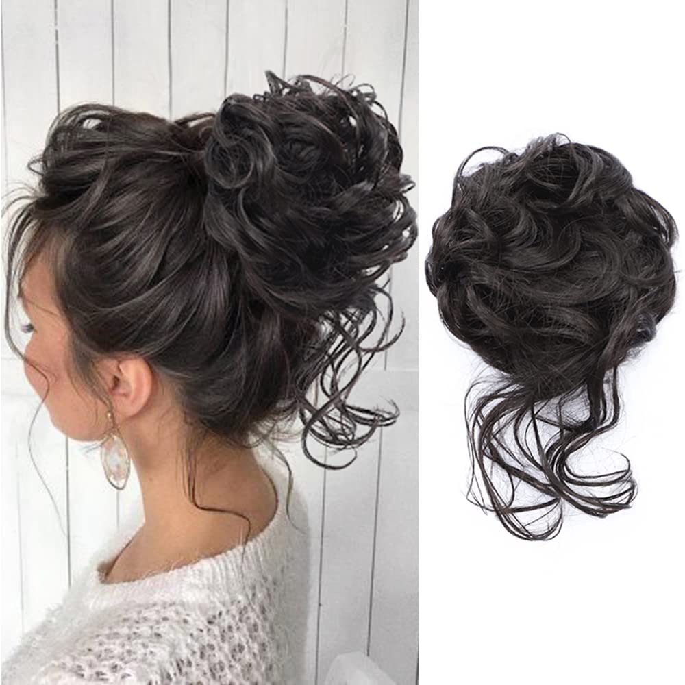KETHBE messy bun piece in a tousled updo blends naturally for everyday looks.
