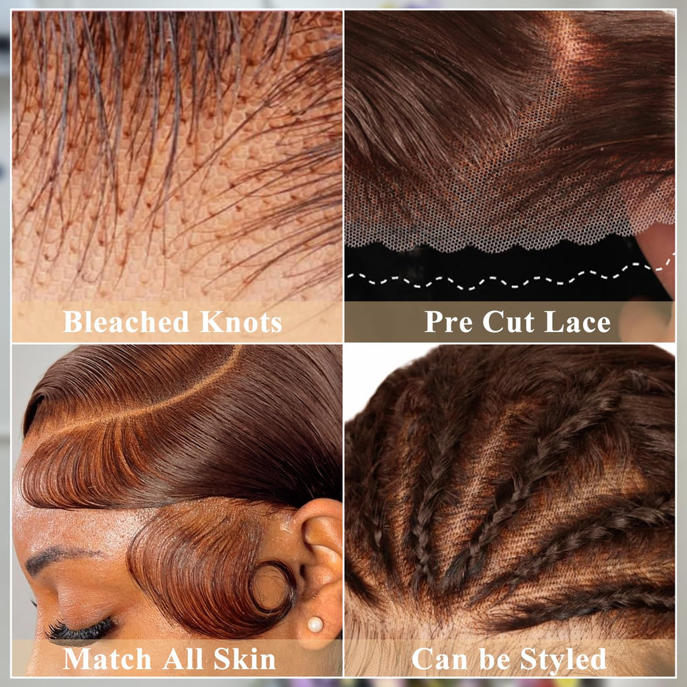 KEUET chocolate brown human hair wig with cap for comfortable fit.