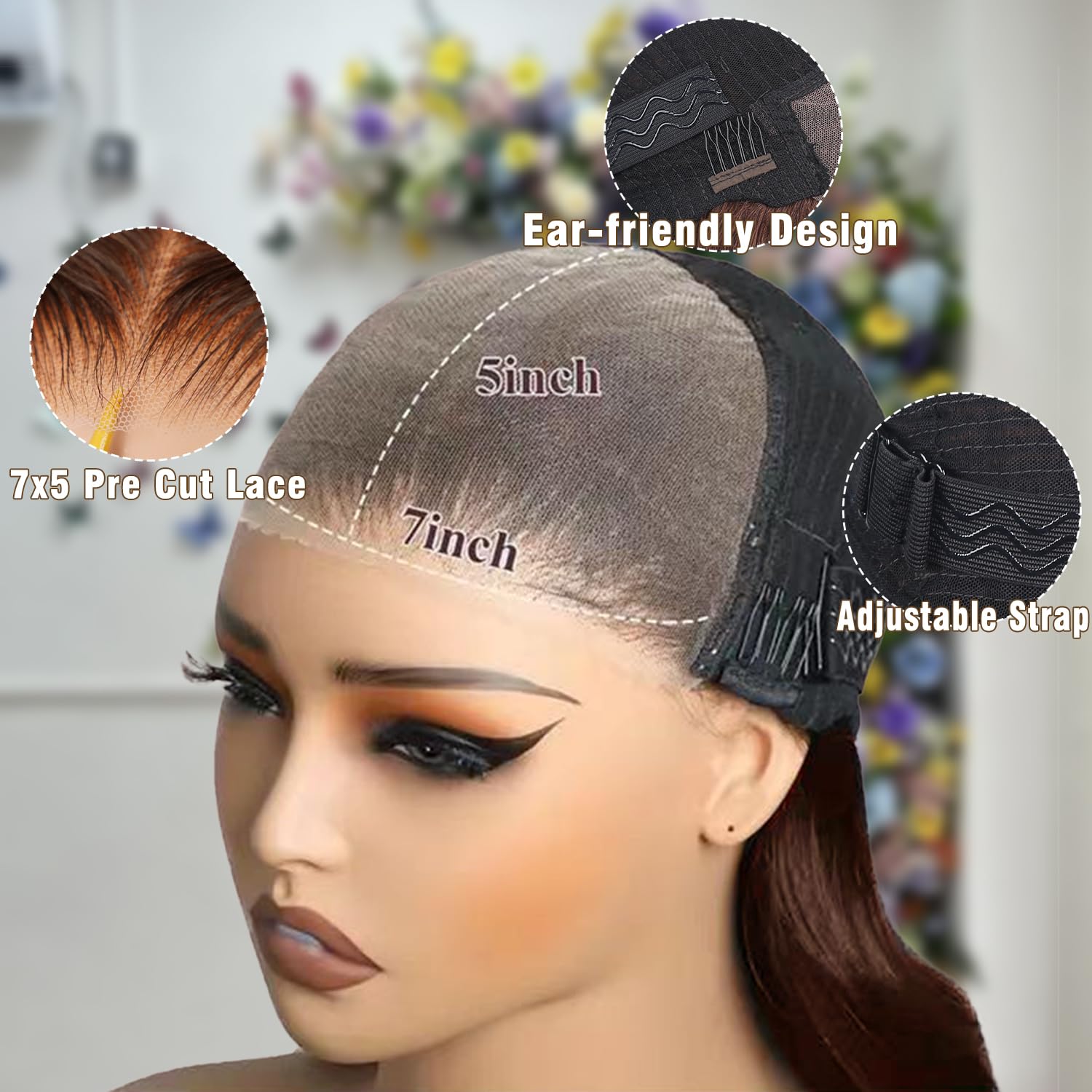 KEUET adjustable straps and elastic band ensure a snug glueless fit.