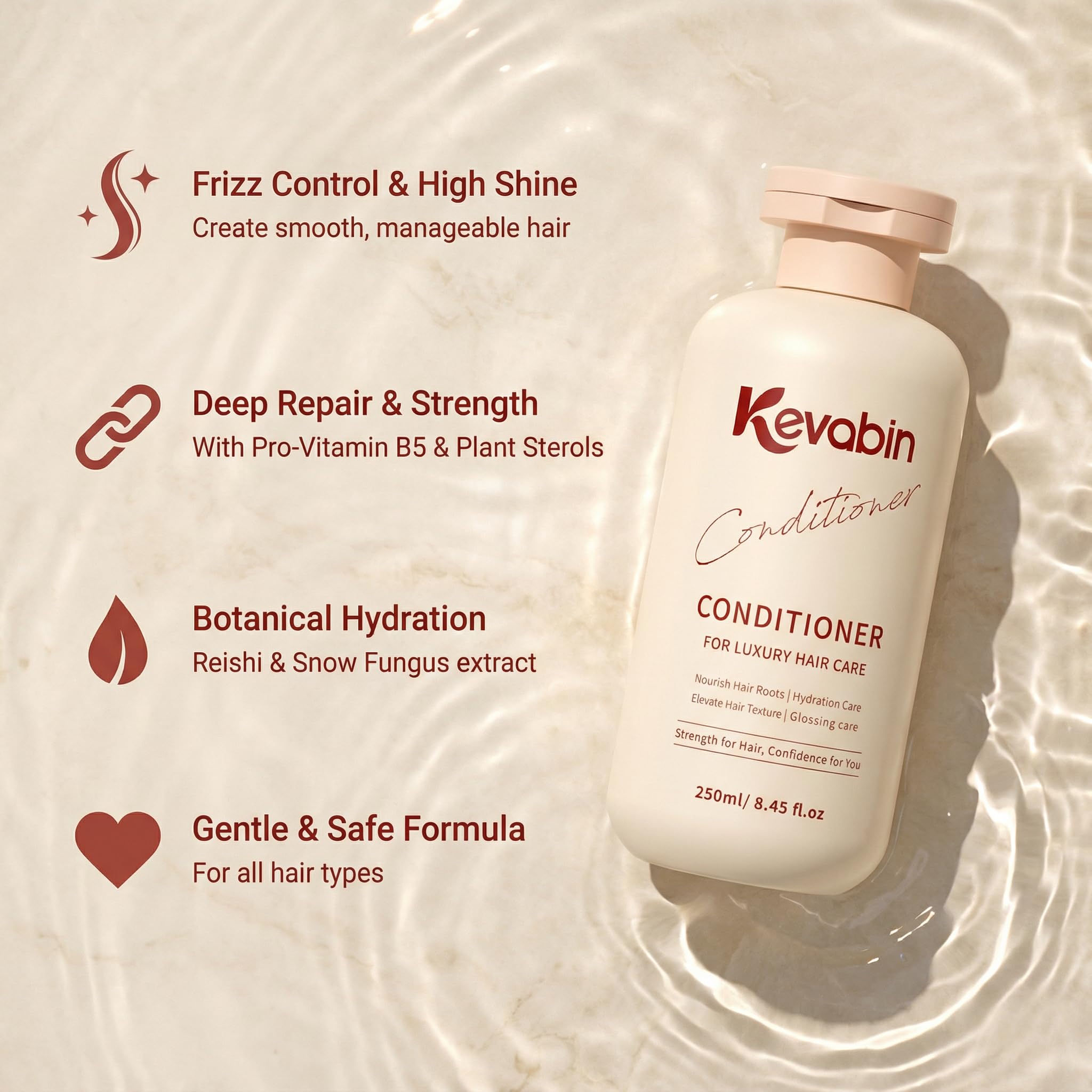Kevabin label highlights caffeine and niacinamide for follicle vitality.