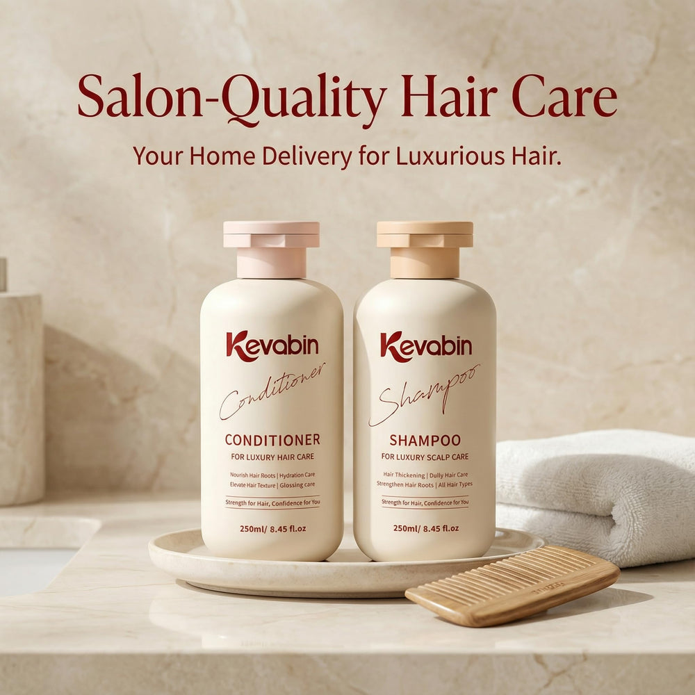 Kevabin rosemary conditioner bottle front for fuller-looking hair.