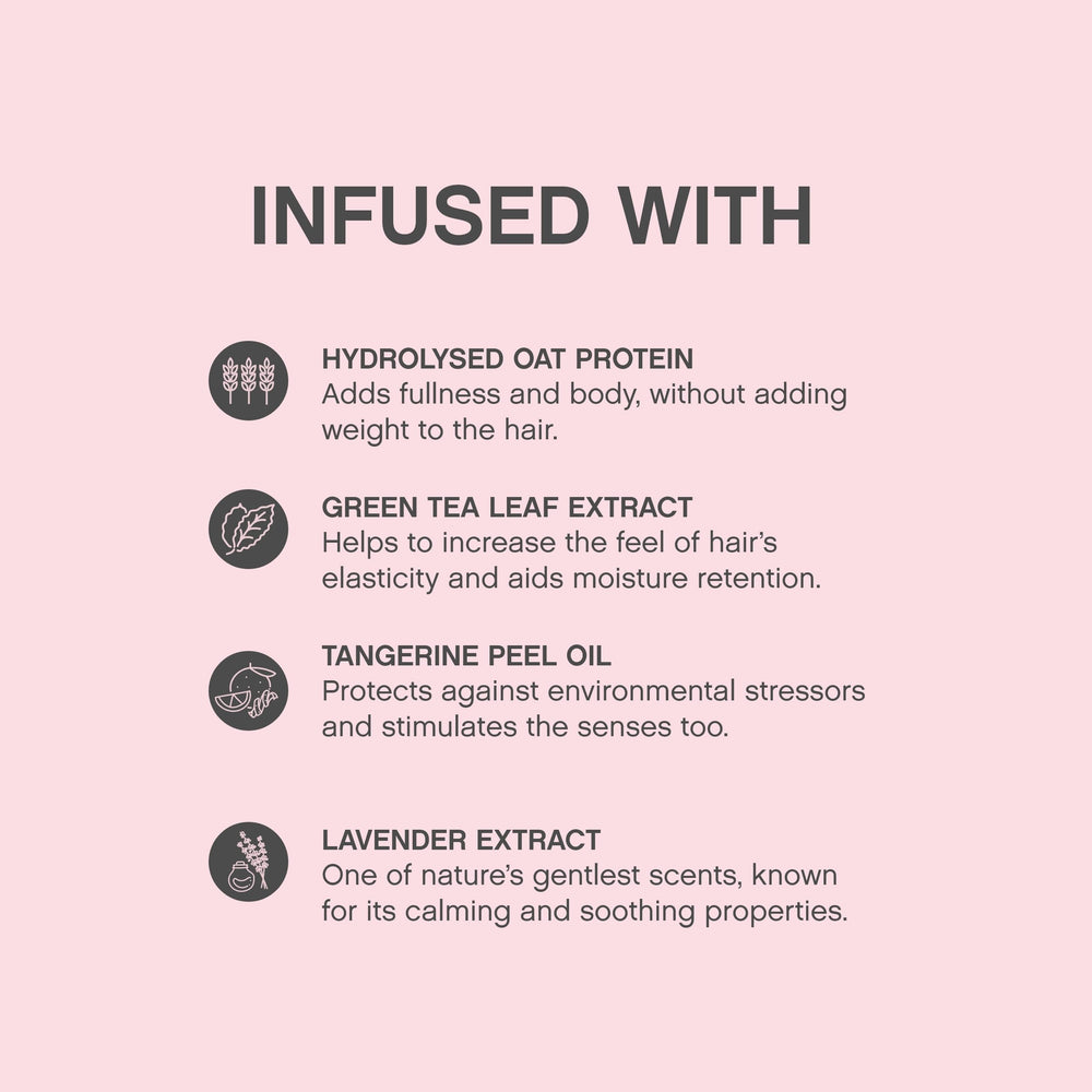 KEVIN.MURPHY Angel.Wash ingredients close-up with green tea and oats.