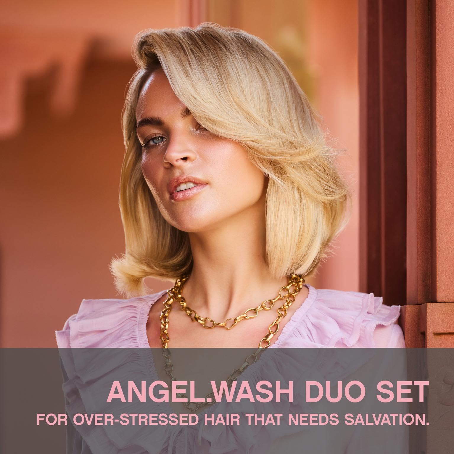 Kevin Murphy Angel.Wash label closeup highlighting sulphate-free, colour-retaining formula.