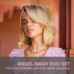 Kevin Murphy Angel.Wash label closeup highlighting sulphate-free, colour-retaining formula.