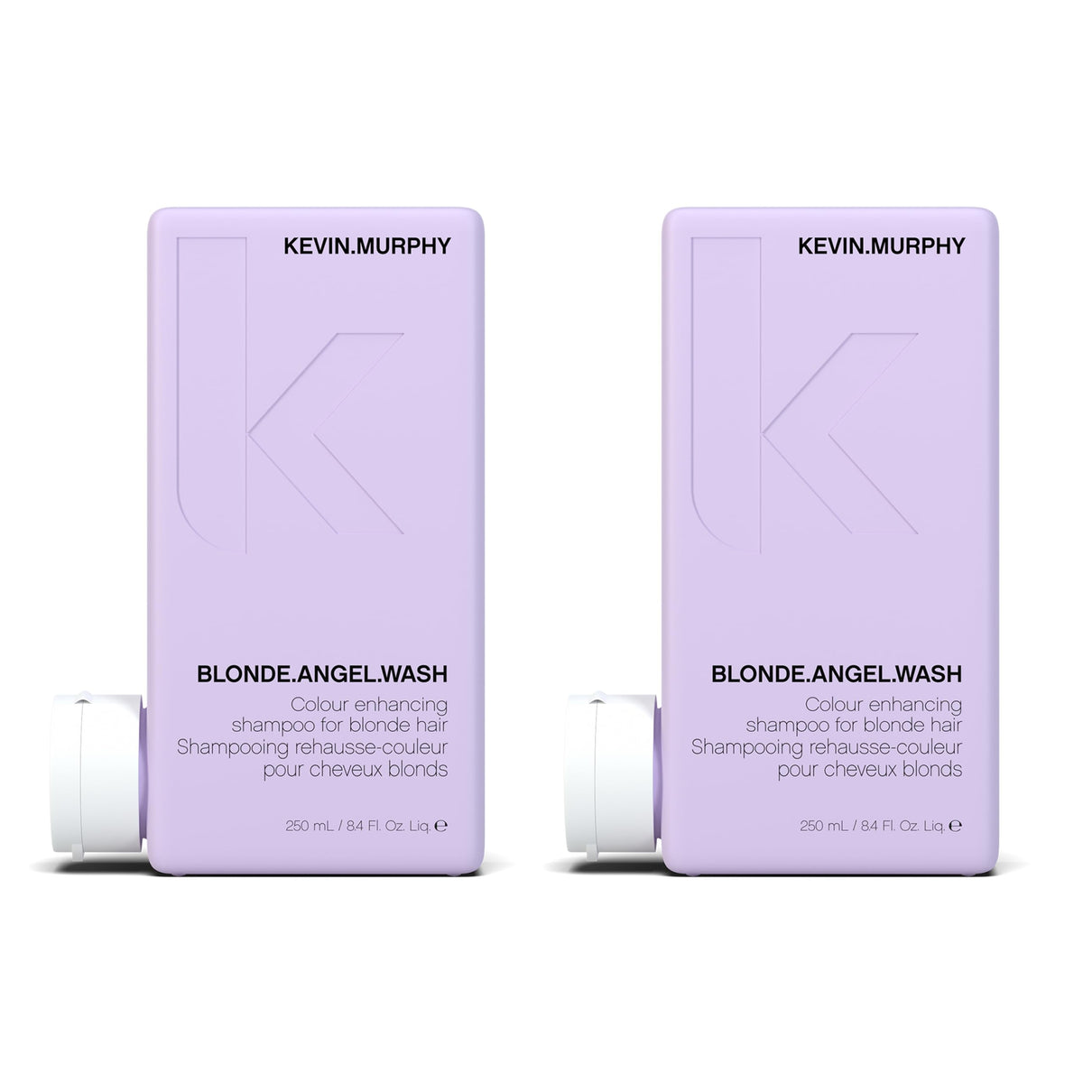 KEVIN.MURPHY Blonde.Angel.Wash bottle shows color-safe purple shampoo for blonde and grey hair.