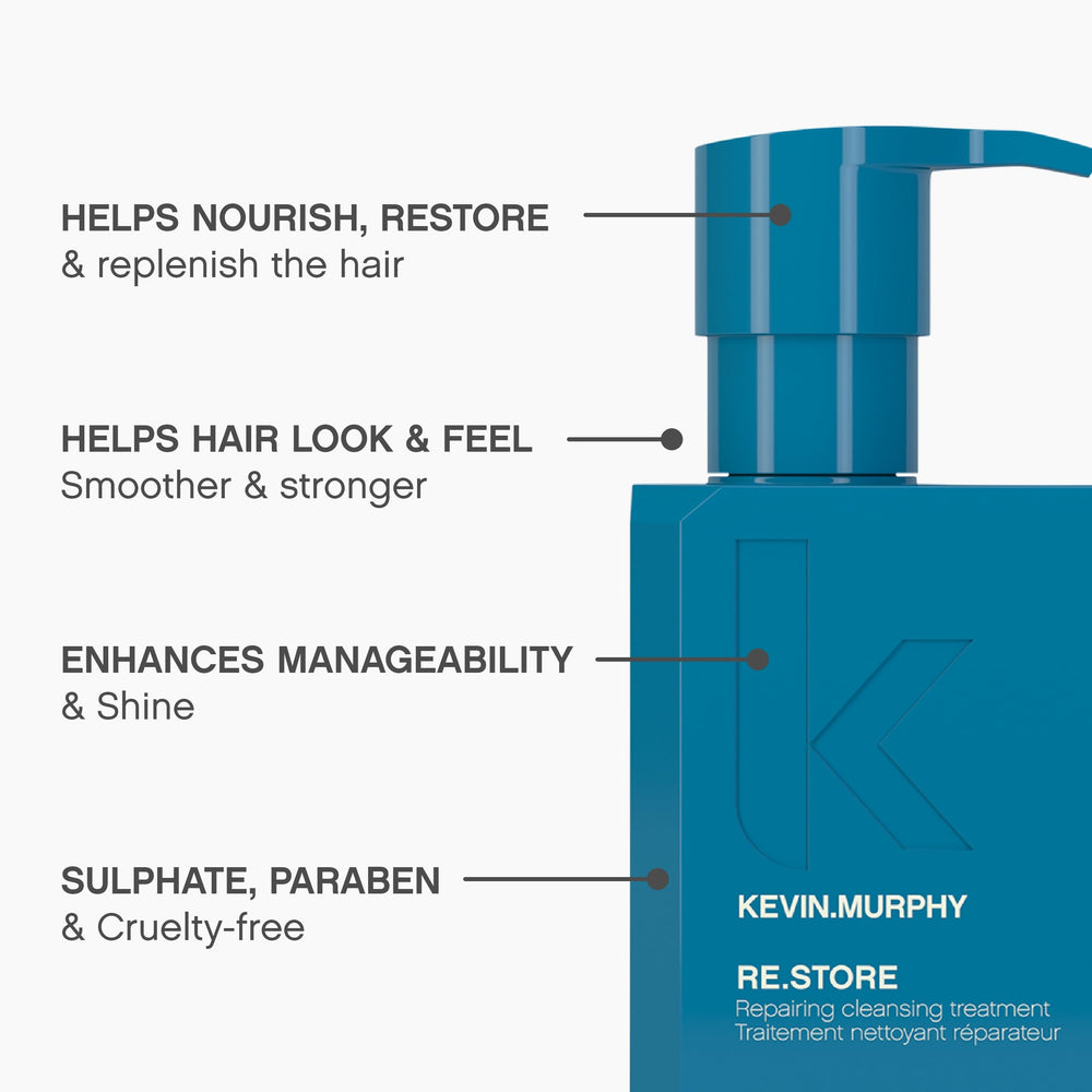 Damaged hair undergoing repair with RE.STORE cleanse.