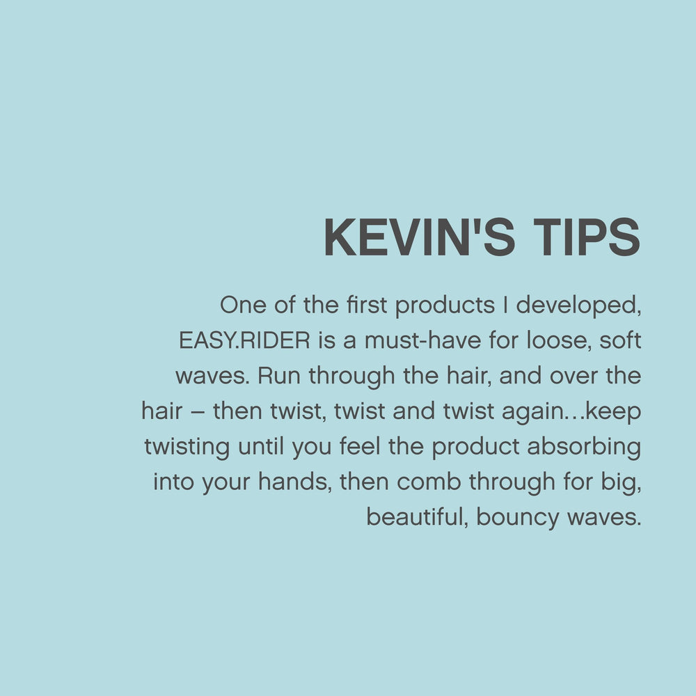 KEVIN.MURPHY EASY.RIDER anti frizz cream works on damp or dry hair.