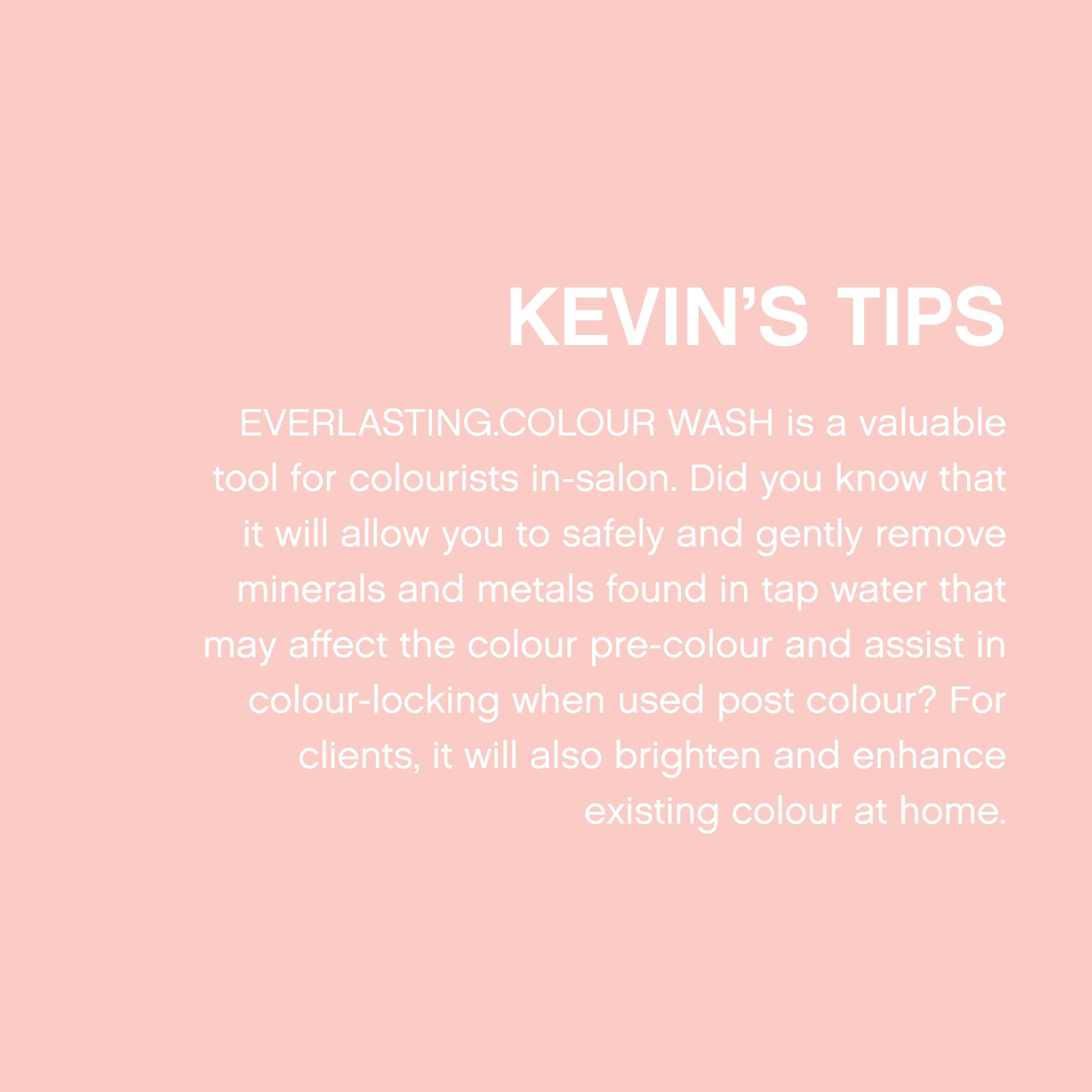 Kevin.Murphy Everlasting Colour Wash bottle highlights mineral protection feature.