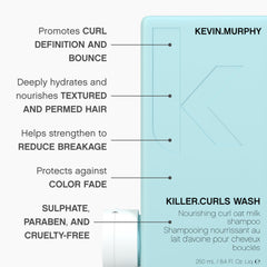 Kevin Murphy Killer.Curls Wash curly hair image shows defined bouncy curls after wash