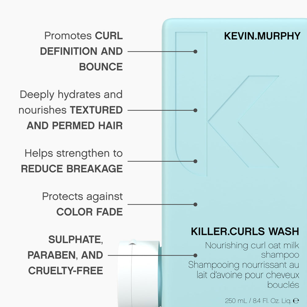 Killer.Curls Wash hair texture close-up highlights defined curls and shine.