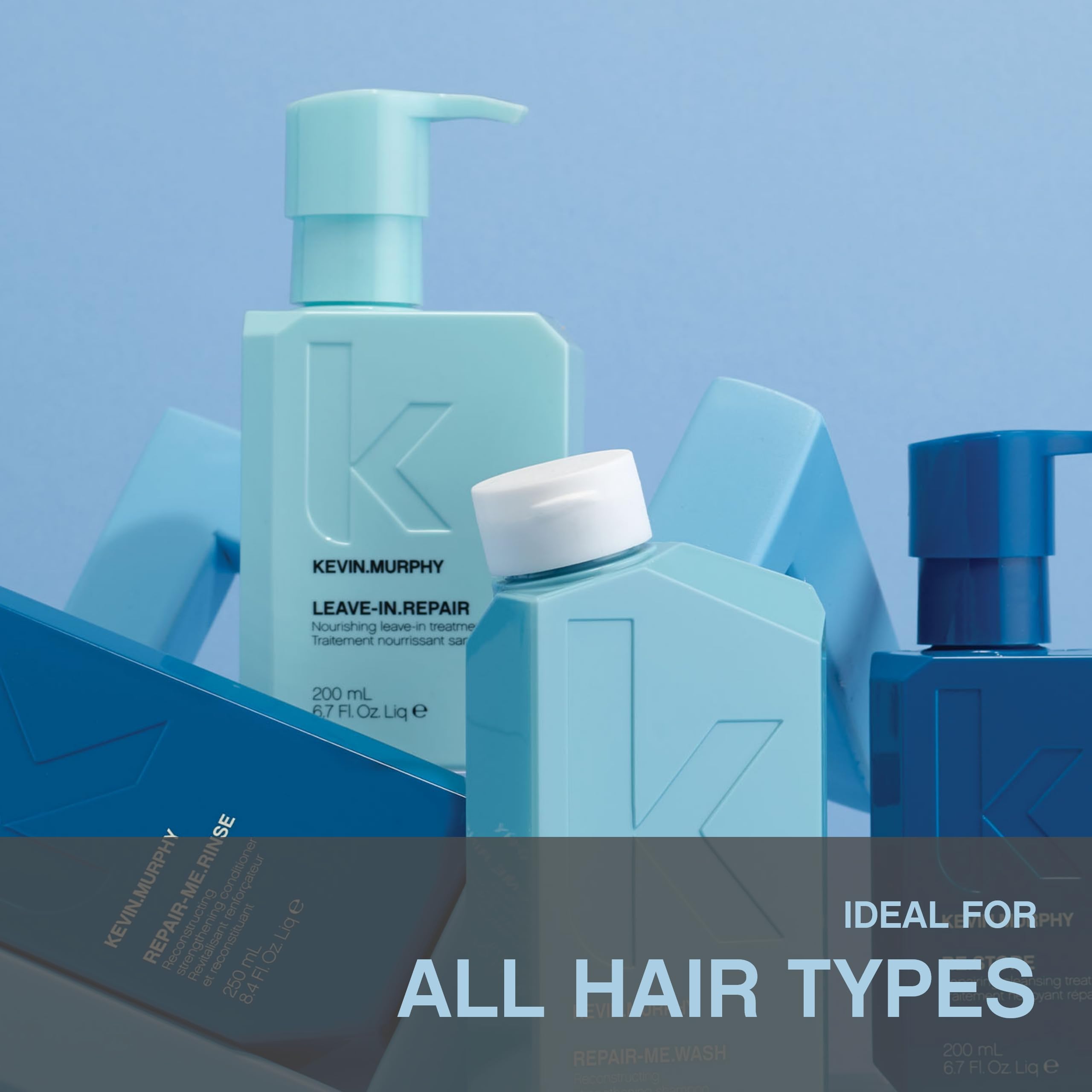 Heat protection up to 200F shown during styling session with Leave-In.Repair