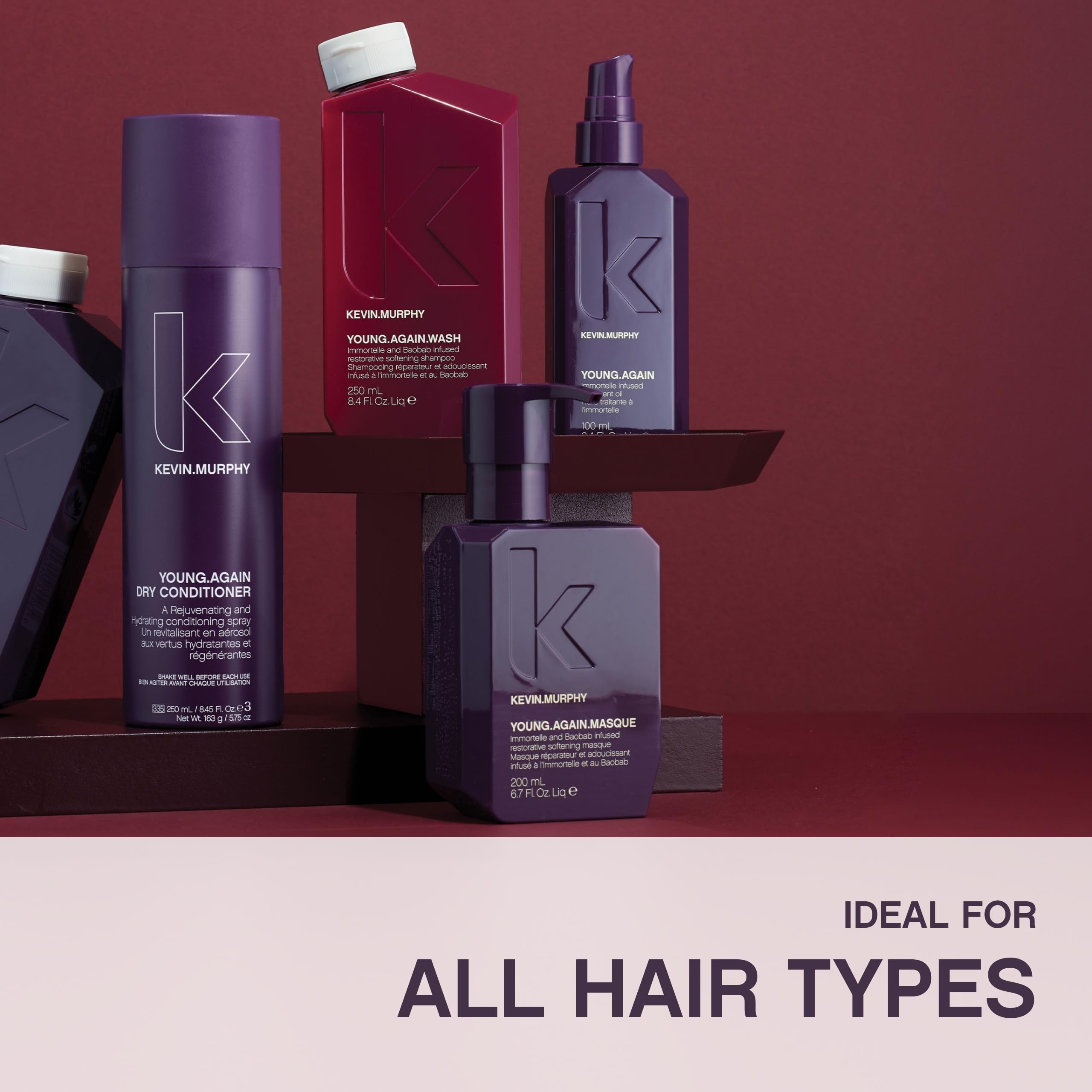 Pack of 2 Kevin.Murphy Young.Again.Masque highlights salon-grade treatment at home.
