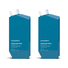 KEVIN.MURPHY REPAIR-ME.RINSE bottle closeup shows hydrating formula for frizz control.