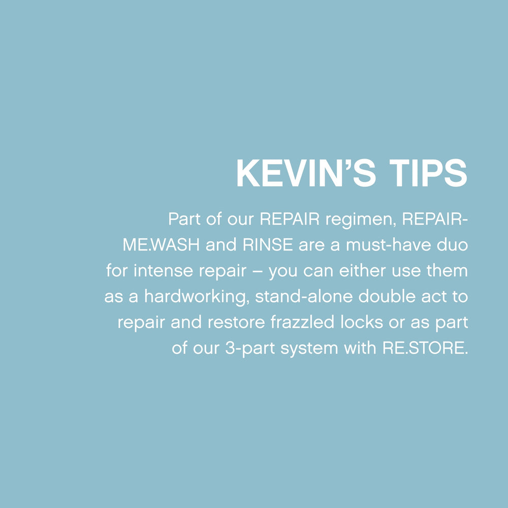 KEVIN.MURPHY REPAIR-ME.RINSE bottle with sulphate-free care benefits all hair types.