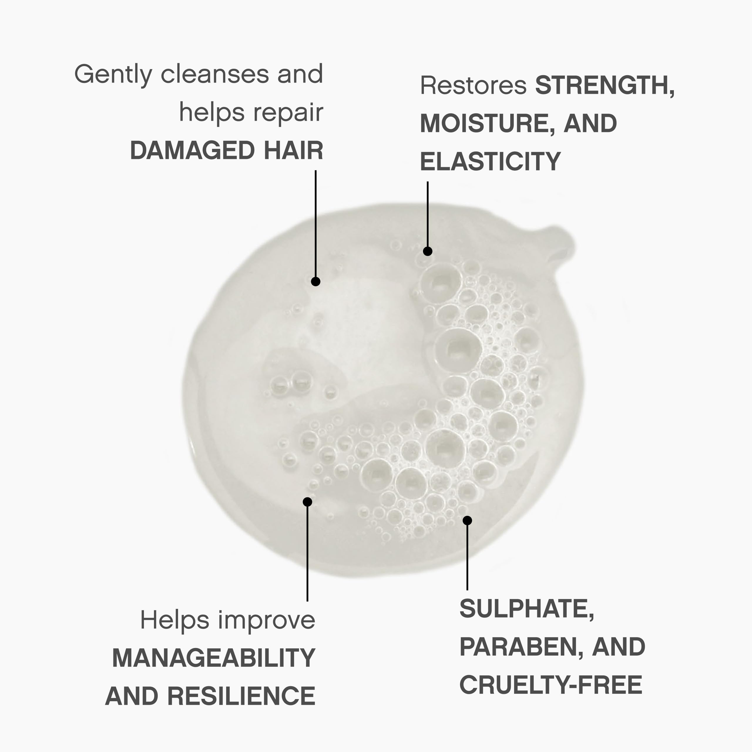 Hair after washing with REPAIR-ME.WASH looks hydrated and smooth.