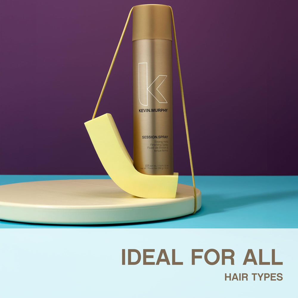 Kevin Murphy Session Strong Hold Finishing Spray close-up showcasing premium design and spray nozzle.