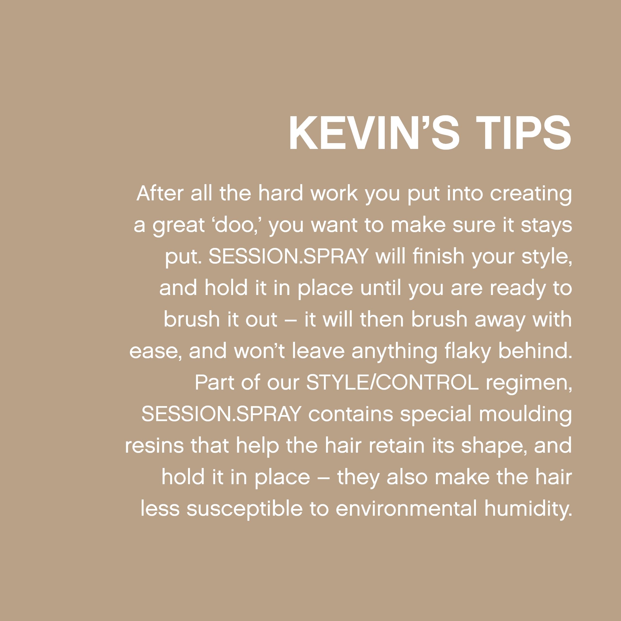 Kevin Murphy Session Strong Hold Finishing Spray in a modern salon setup for professional results.