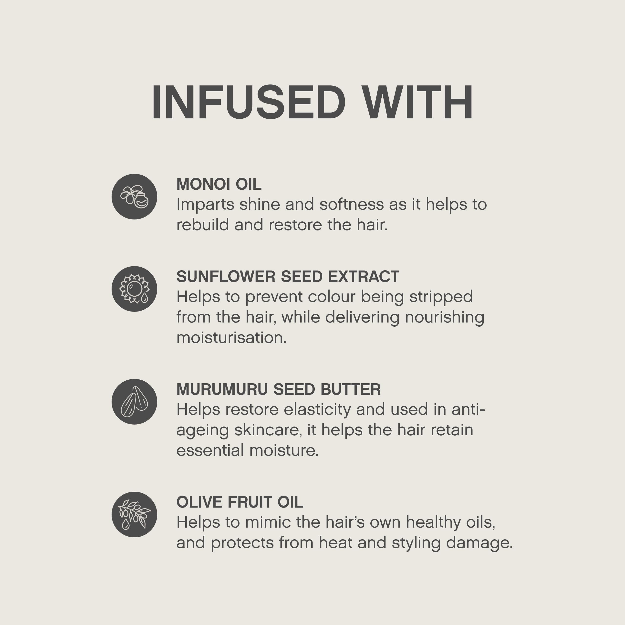 Monoi Oil ingredient close-up with Kevin.MURPHY branding for shine.