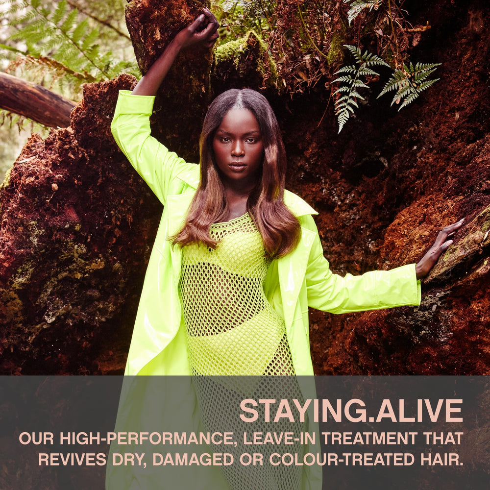 KEVIN.MURPHY Staying.ALIVE spray demonstrates frizz control and cuticle sealing