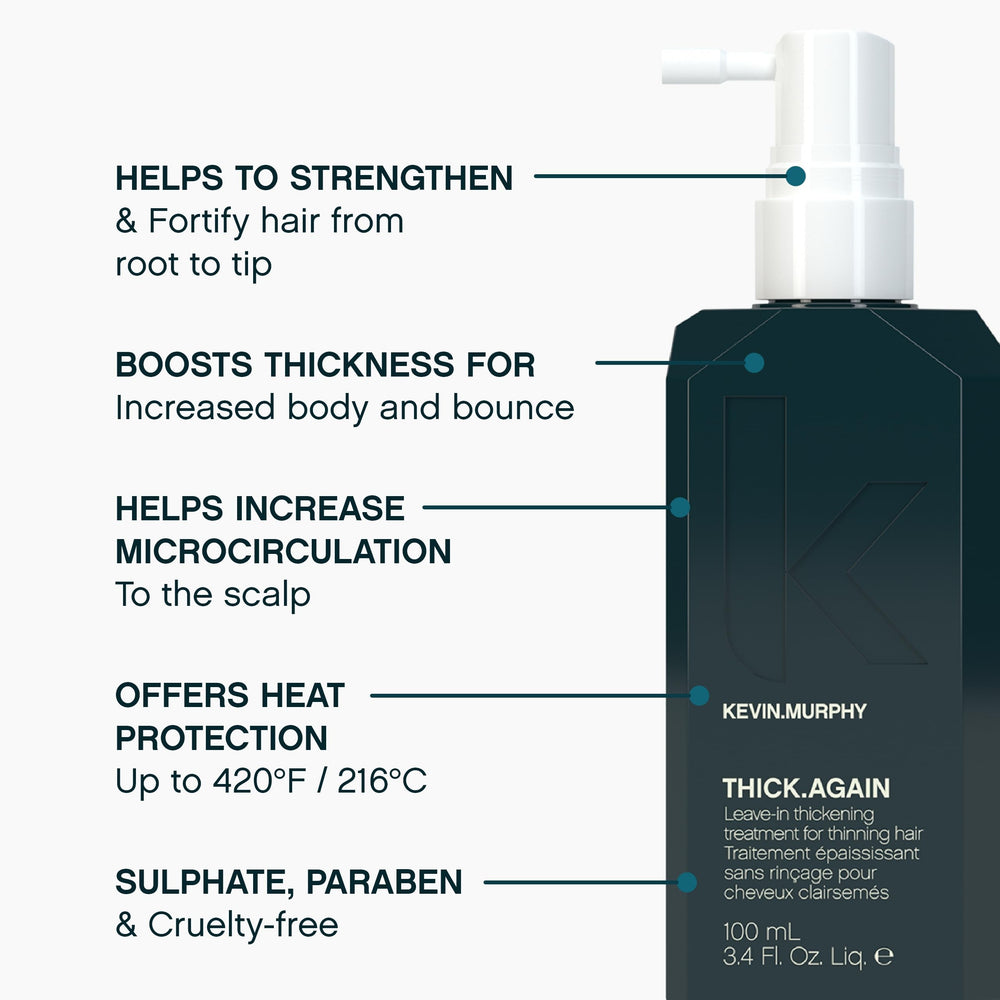 KEVIN.MURPHY THICK.AGAIN hair application ideal for daily use to boost body